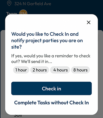 LadiDone check-in screen
