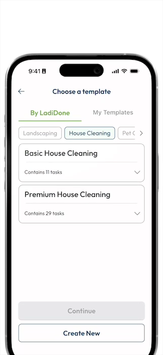 LadiDone task template on a phone